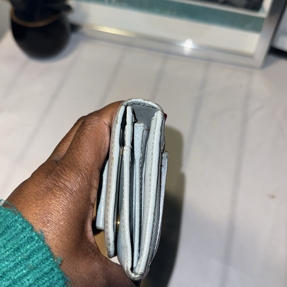 Authentic PRADA Saffiano Leather Fiocco Long Wallet Aqua GUC - Picture 7 of 12